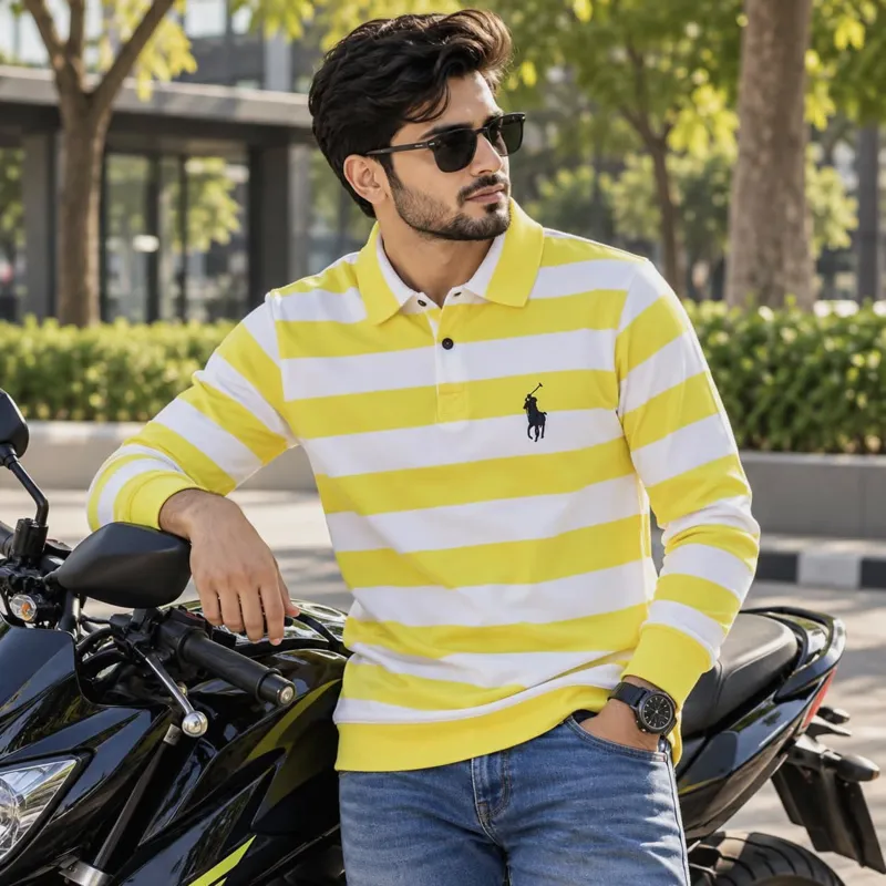 SWT03 Yellow & White Check Collar Sweatshirt